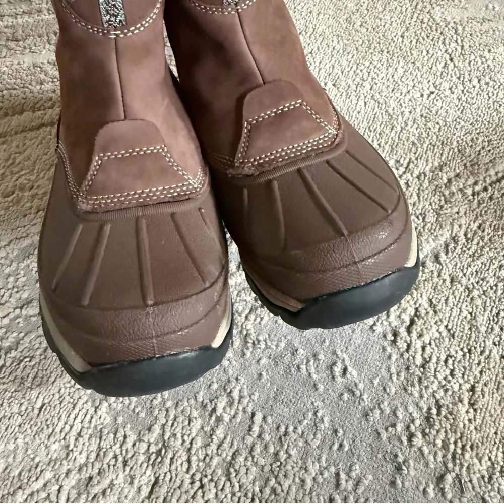 L.L.Bean Storm Chaser winter boots brown leather primaloft side zip waterproof 7